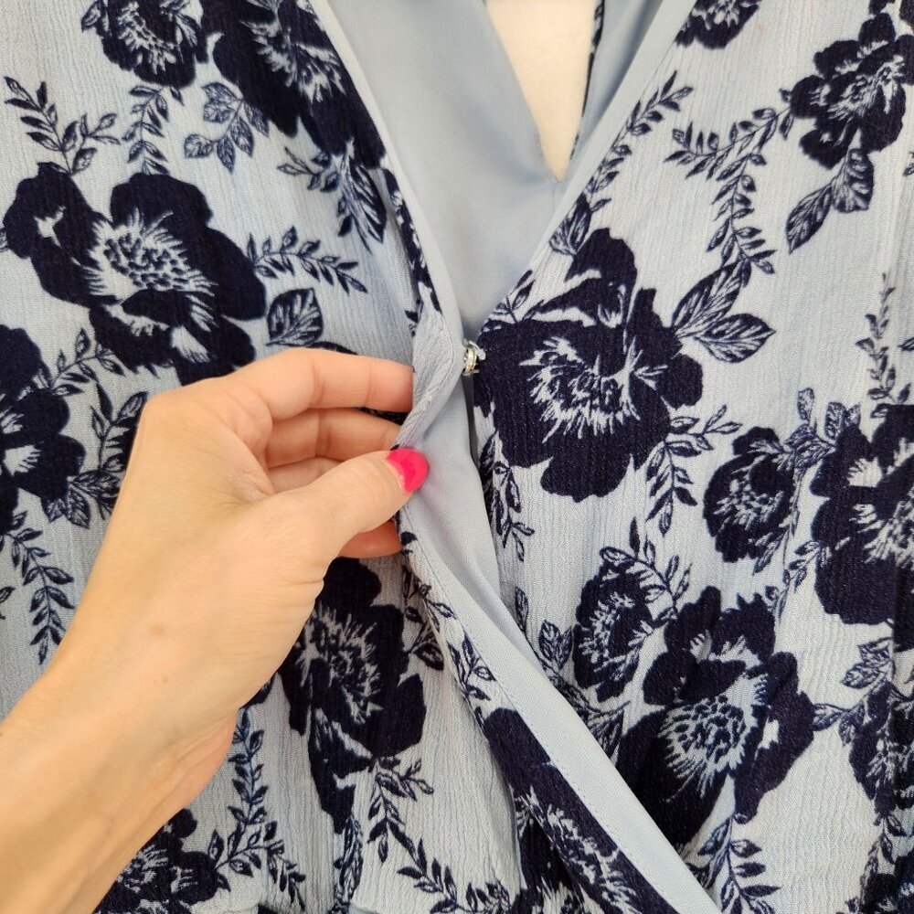 Altar'd State Blue Floral Romper Long Sleeve Boho Bohemian Shorts Women's S - Picture 5 of 8